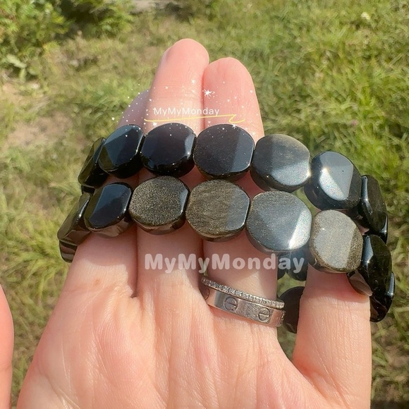 Golden Obsidian Bracelet 13mm - Picture 3 of 8